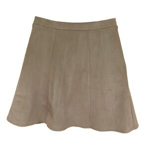 New York Clothing Co. Skirt‎ Suede Womens Size L Brown Elastic Waist Knee Length